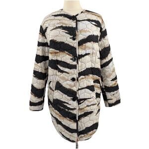 Lala Berlin Quilted Coat Jacket Beige Black Size M/L Lagenlook Art to Wear